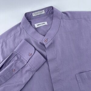 Pierre Cardin Mens Dress Shirt Long Sleeve Grandad Collar Button Down Lavender
